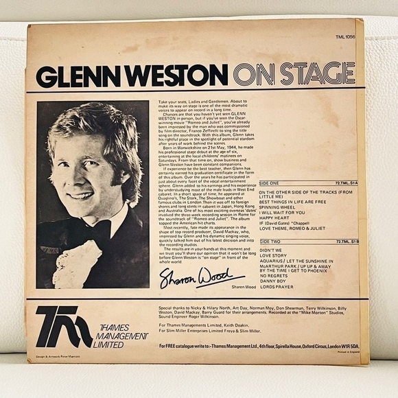 LP Glenn Weston - On Stage Vinyl Record - Picture 2 of 2